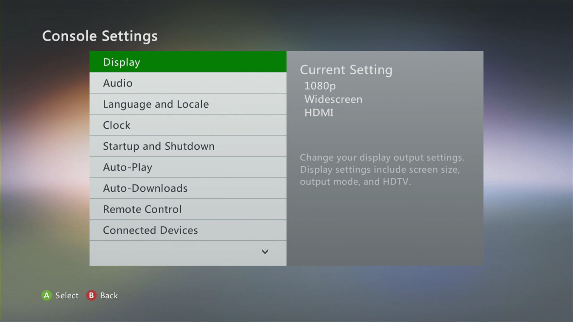 Console Settings, Display